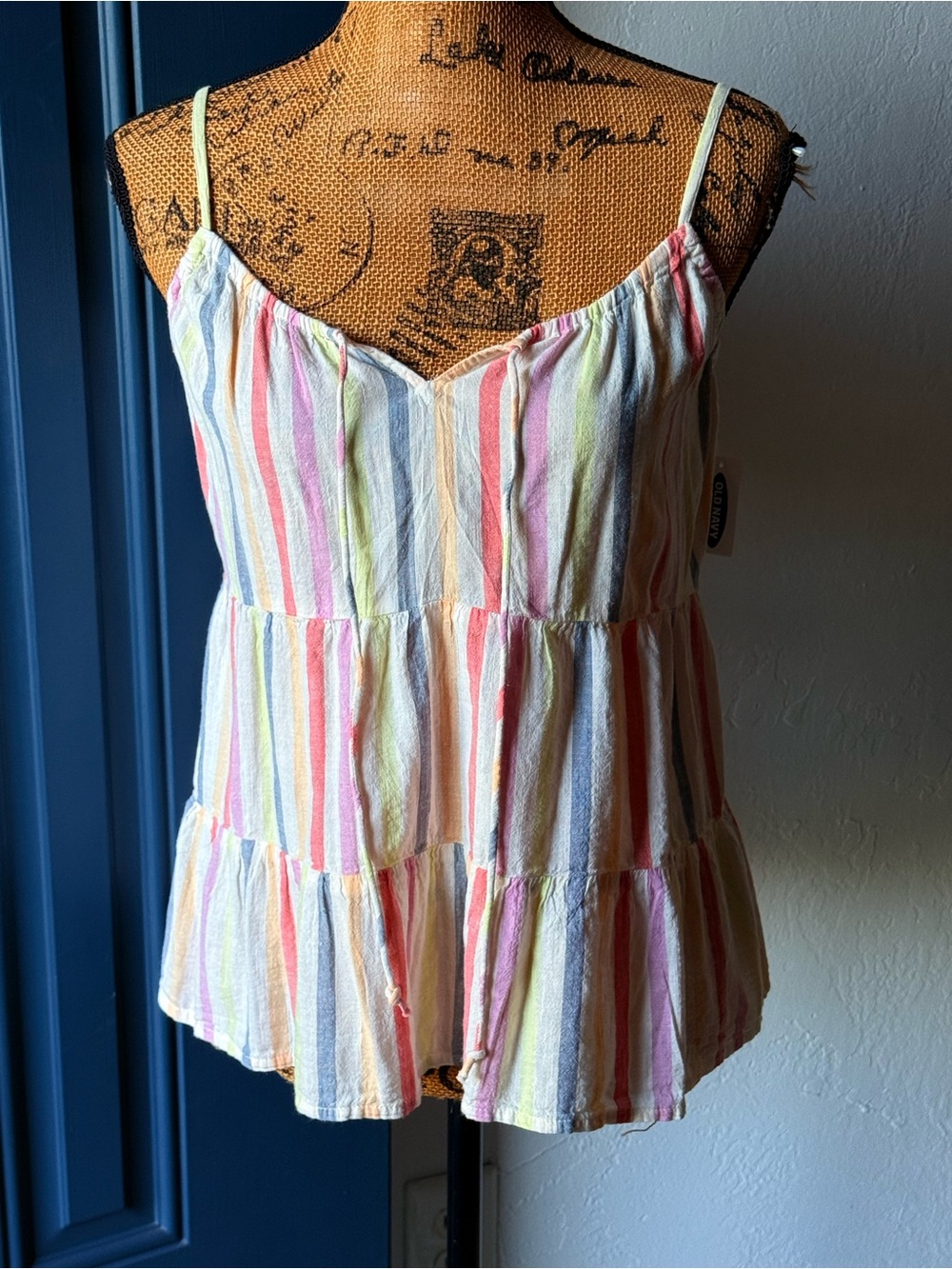 Old Navy Pastel Striped Tiered Spaghetti Strap Camisole